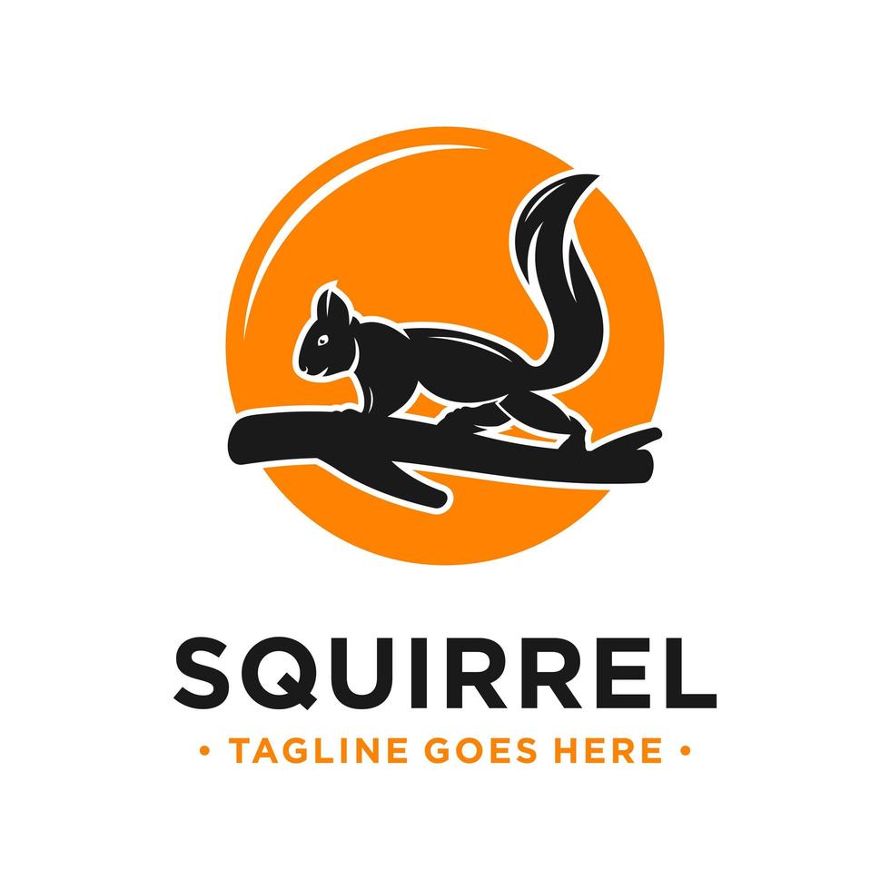 modelo de design de logotipo de esquilo e círculo vetor