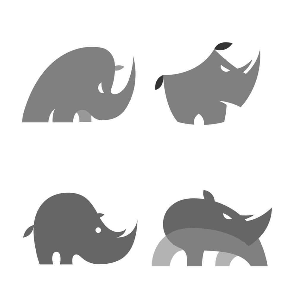 Conjunto de design gráfico de vetor de símbolo de logotipo de rinoceronte
