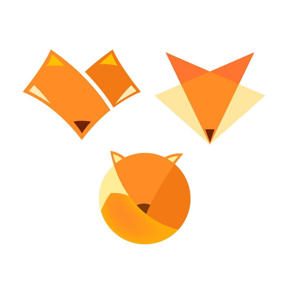 Conjunto de cabeça de design gráfico de vetor de ícone de logotipo de raposa
