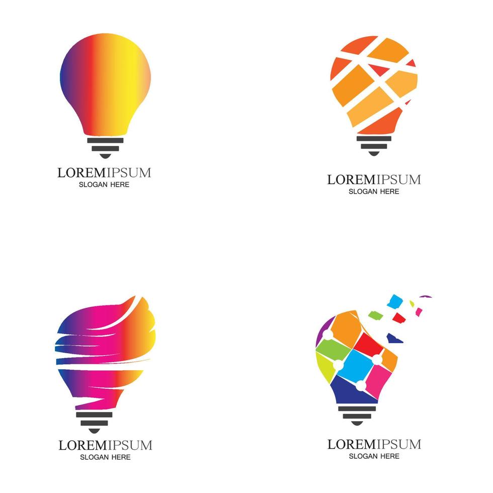 lâmpada colorida logo designs conceito criativo ícone símbolo tecnologia logo bulbo logo designs vetor