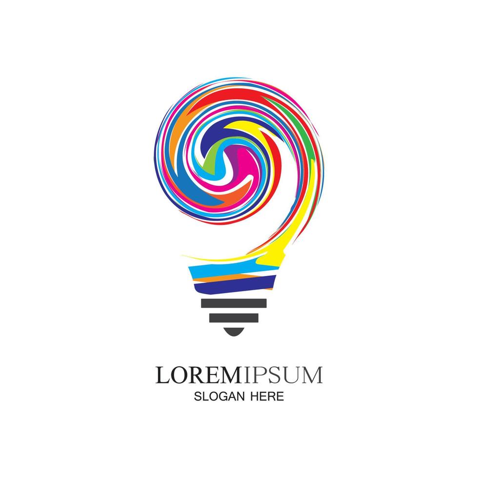 lâmpada colorida logo designs conceito criativo ícone símbolo tecnologia logo bulbo logo designs vetor