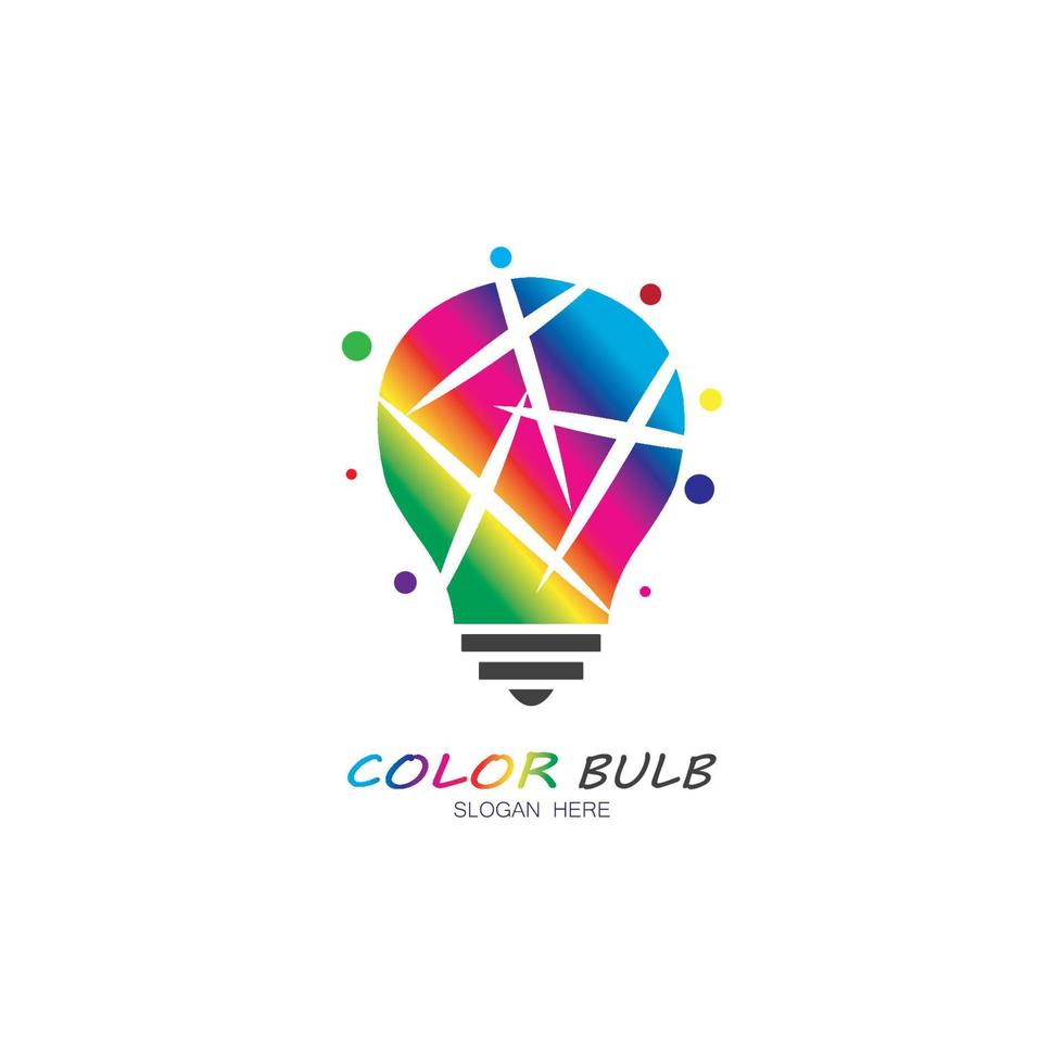 lâmpada colorida logo designs conceito criativo ícone símbolo tecnologia logo bulbo logo designs vetor