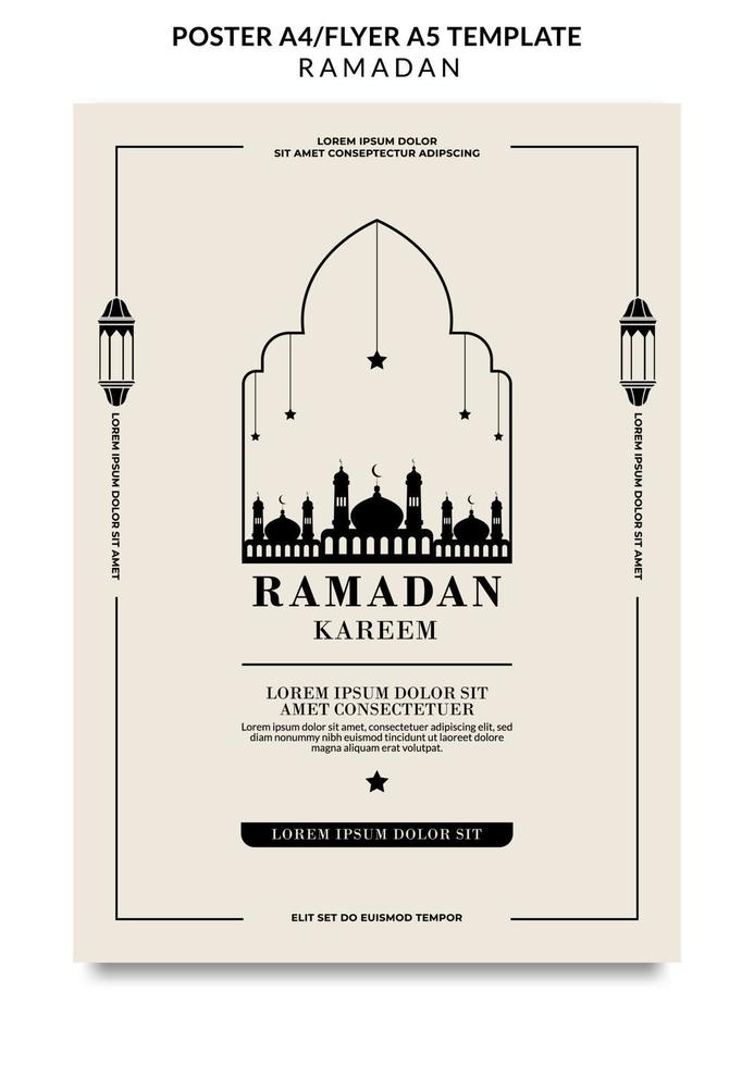 pôster ramadan kareem com mesquita e vetor sem lanterna