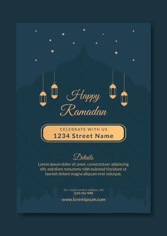 pôster ramadan kareem com mesquita e vetor sem lanterna