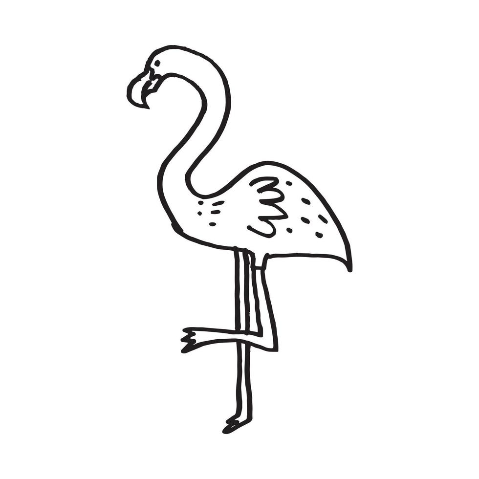 flamingo desenhado à mão ilustração em estilo infantil vetor