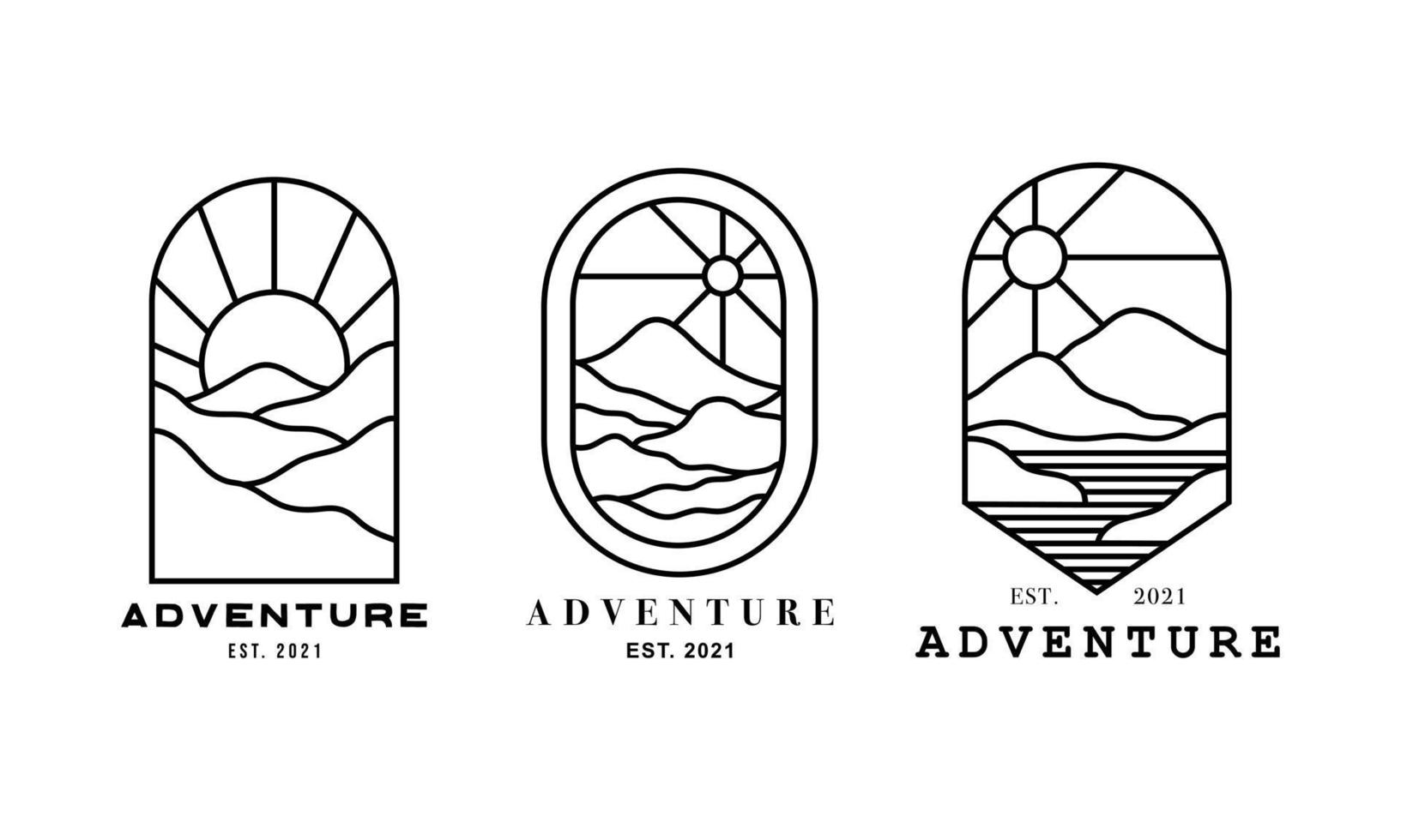o conjunto de emblemas de vários logotipos com temas de aventura vetor