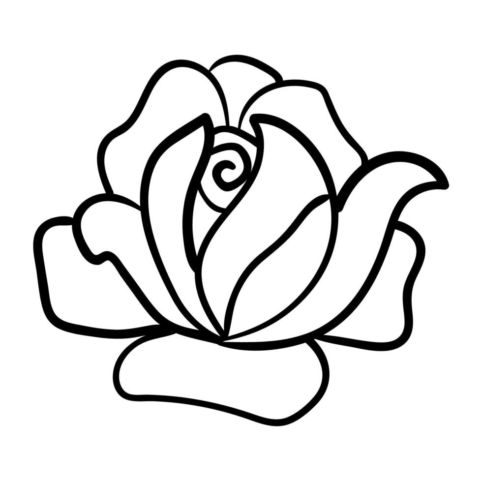 bonito dos desenhos animados doodle rosa isolada no fundo branco. elemento floral. vetor