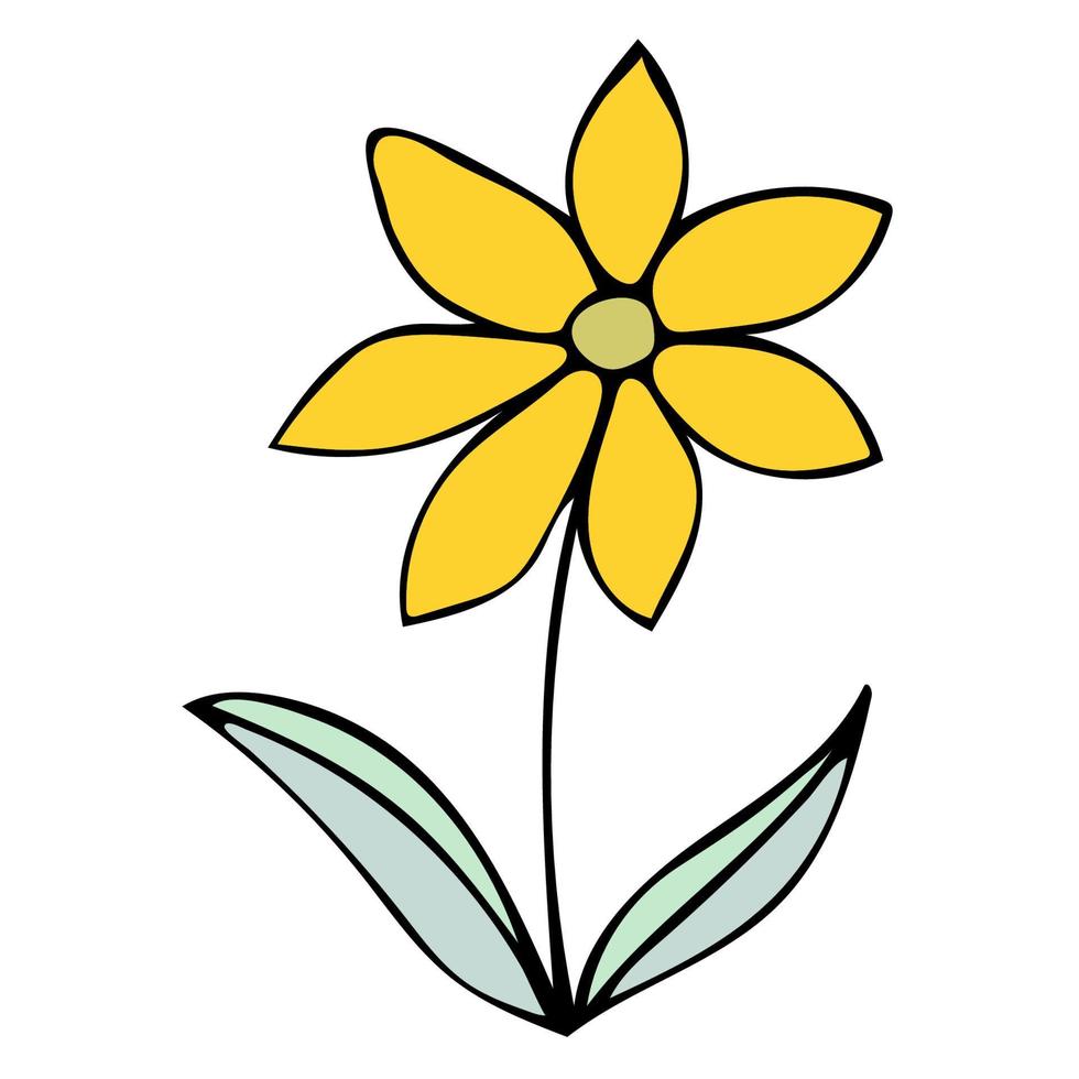 flor de fantasia cartoon doodle isolada no fundo branco. vetor