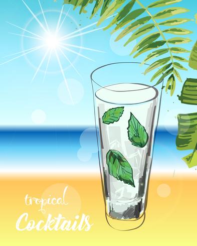 Cocktail tropical. Ilustração de férias de verão. vetor