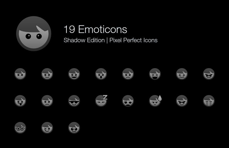 Emoticons Emoji Pixel Perfect Icons Edição de Sombra. vetor