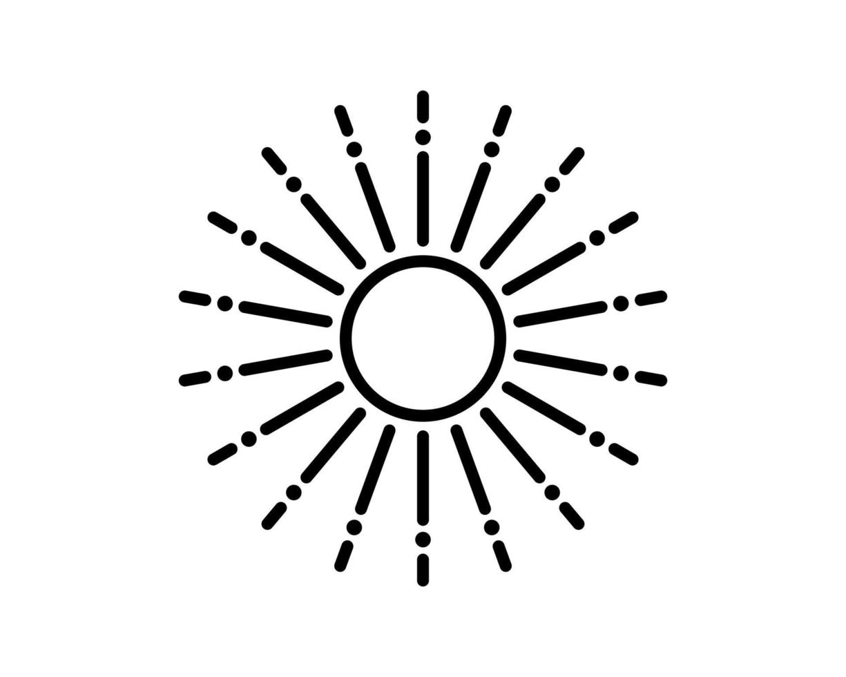 ícone plano de sol. único símbolo de contorno de alta qualidade da primavera para web design ou aplicativo móvel. sinais de sol em linha fina para design de logotipo, cartão de visita, etc., contorno de pictograma de sol vetor