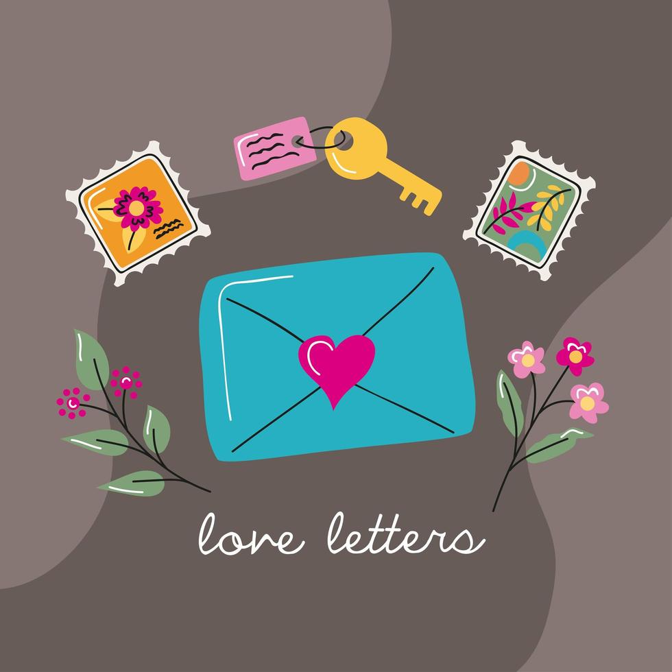 envelope de cartas de amor vetor