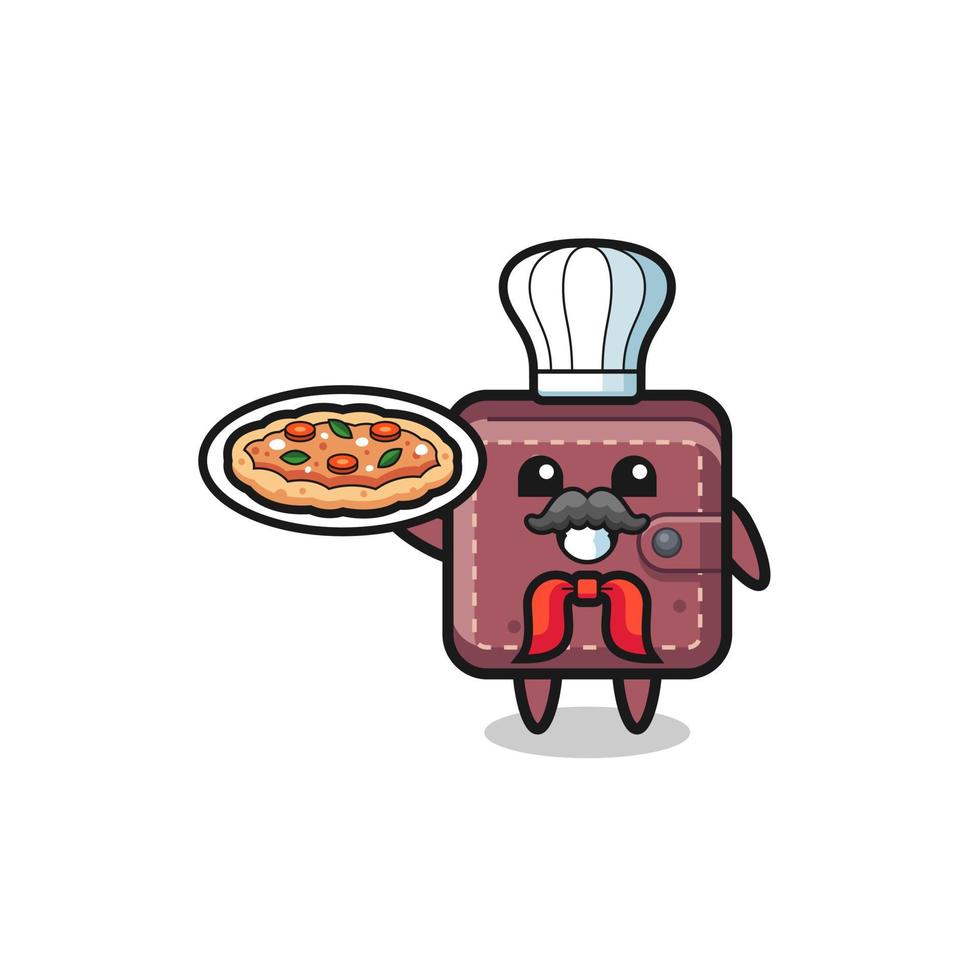 personagem de carteira de couro como mascote do chef italiano vetor