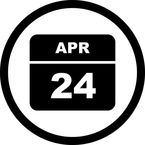 24 de abril Data em um calendário de dia único vetor