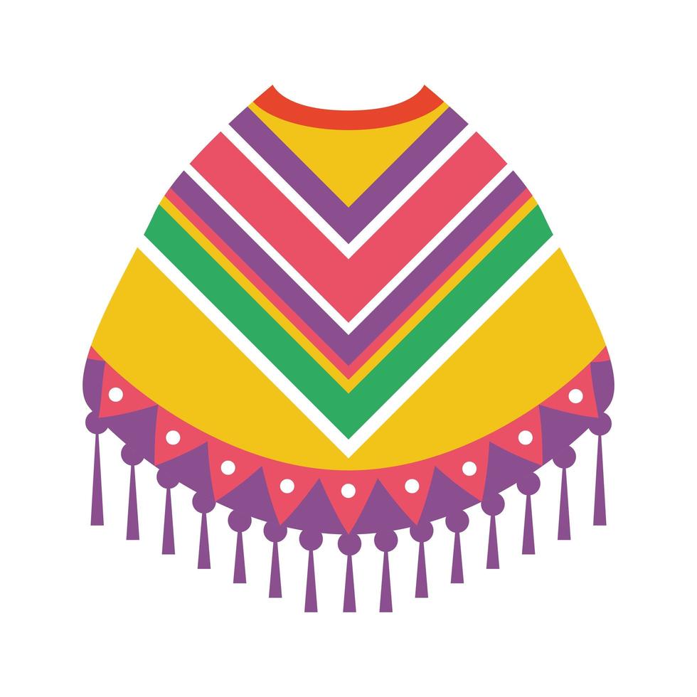ícone de estilo de preenchimento de poncho da cultura mexicana vetor