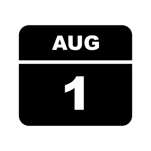 1 de agosto Data em um calendário de dia único vetor