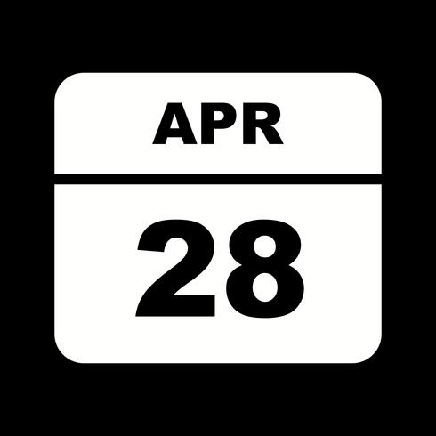 28 de abril Data em um calendário de dia único vetor