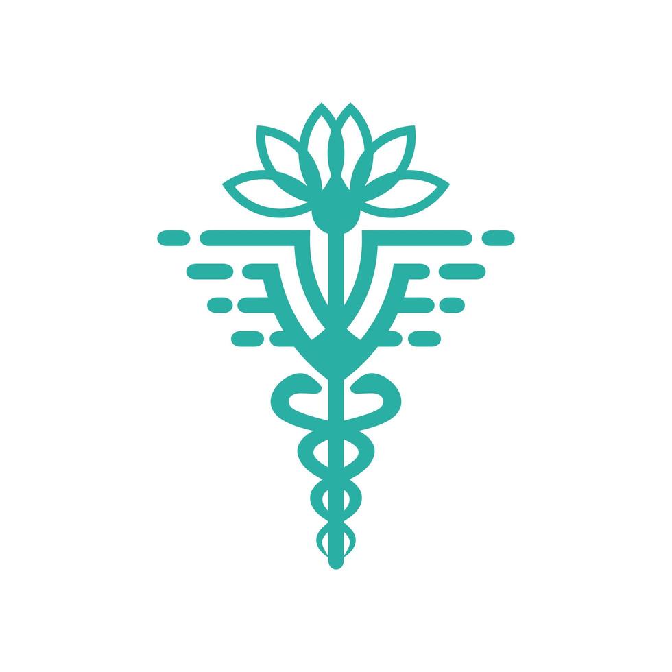 logotipo do símbolo da saúde e flor de lótus vetor