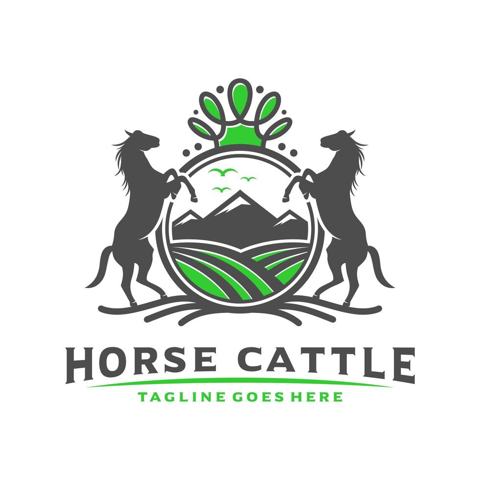 design de logotipo vintage ou retrô de cavalo de gado vetor