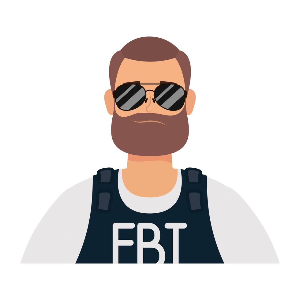 jovem com barba agente fbi vetor