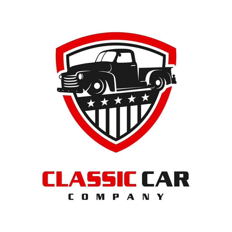 design clássico do logotipo do escudo do carro vetor