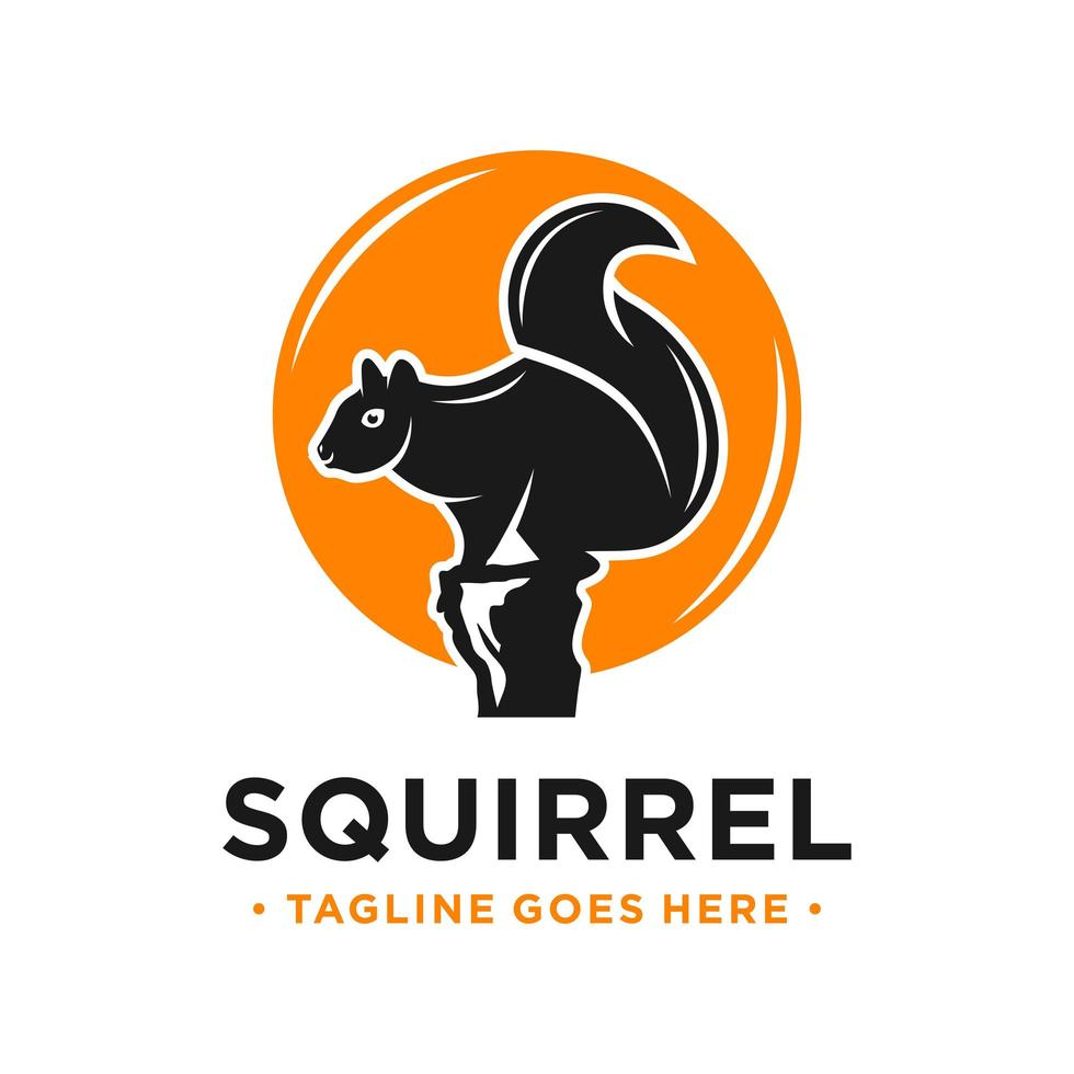 modelo de design de logotipo de esquilo e círculo vetor