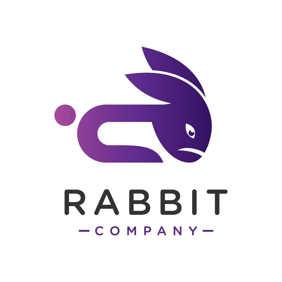 design de logotipo animal com cabeça de coelho vetor