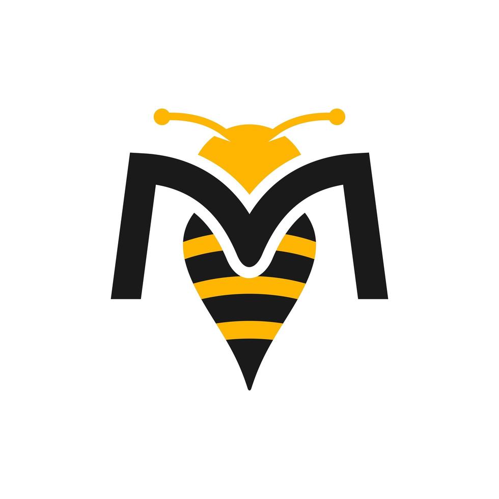 letra m de design de abelha vetor