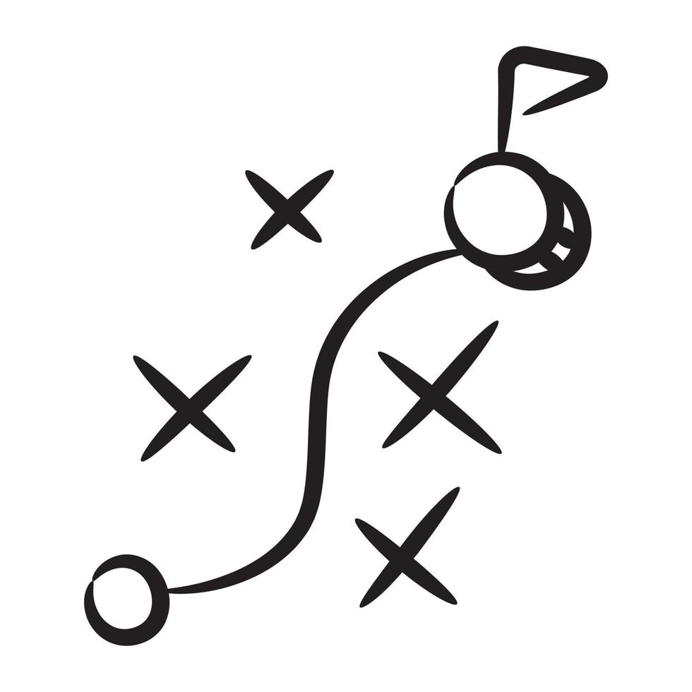 plano tático ícone projeto plano de jogo em estilo de linha doodle moderno vetor