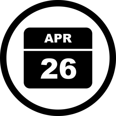 Data de 26 de abril em um calendário de dia único vetor