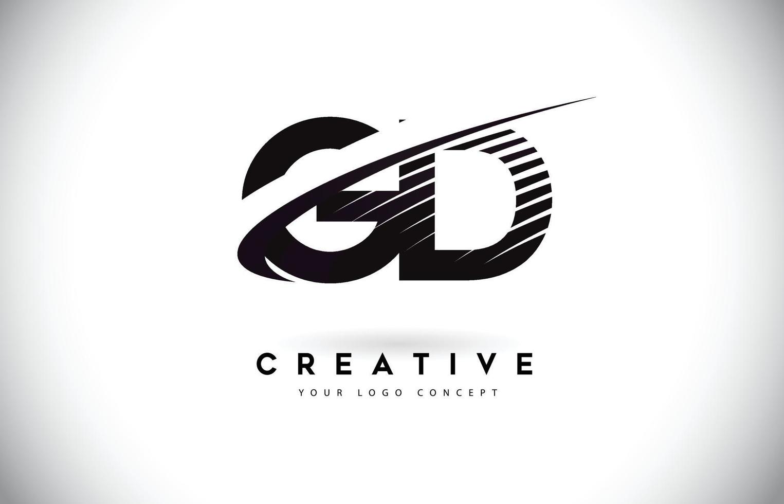 Projeto do logotipo da letra gd gd com swoosh e linhas pretas. vetor