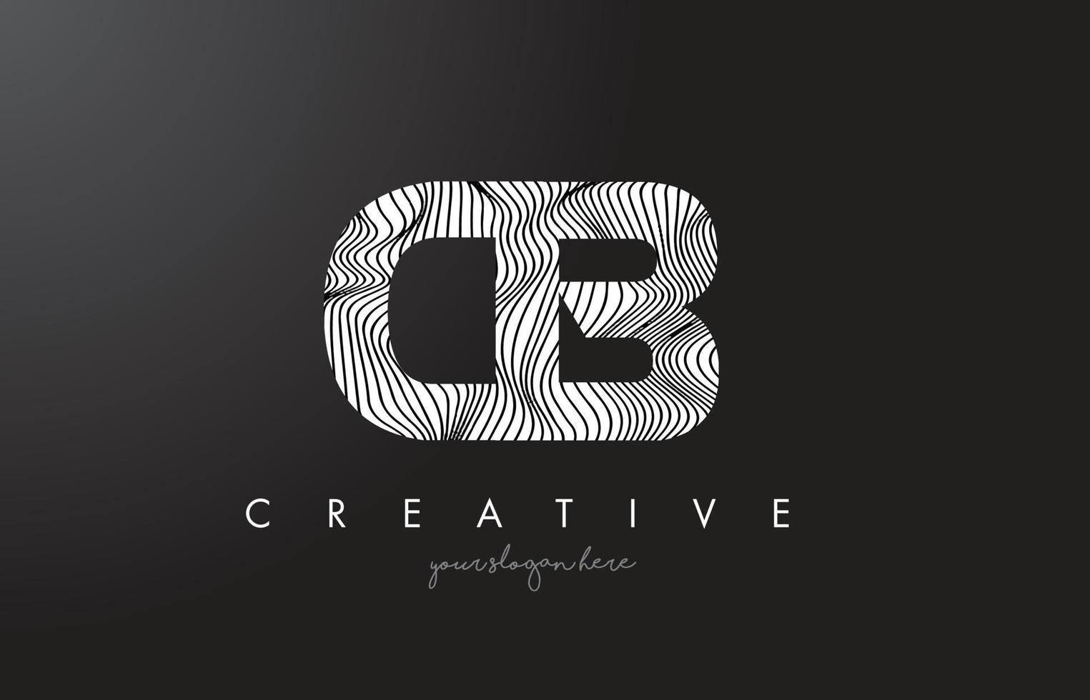 logotipo da letra cb cb com vetor de design de textura de linhas zebra.