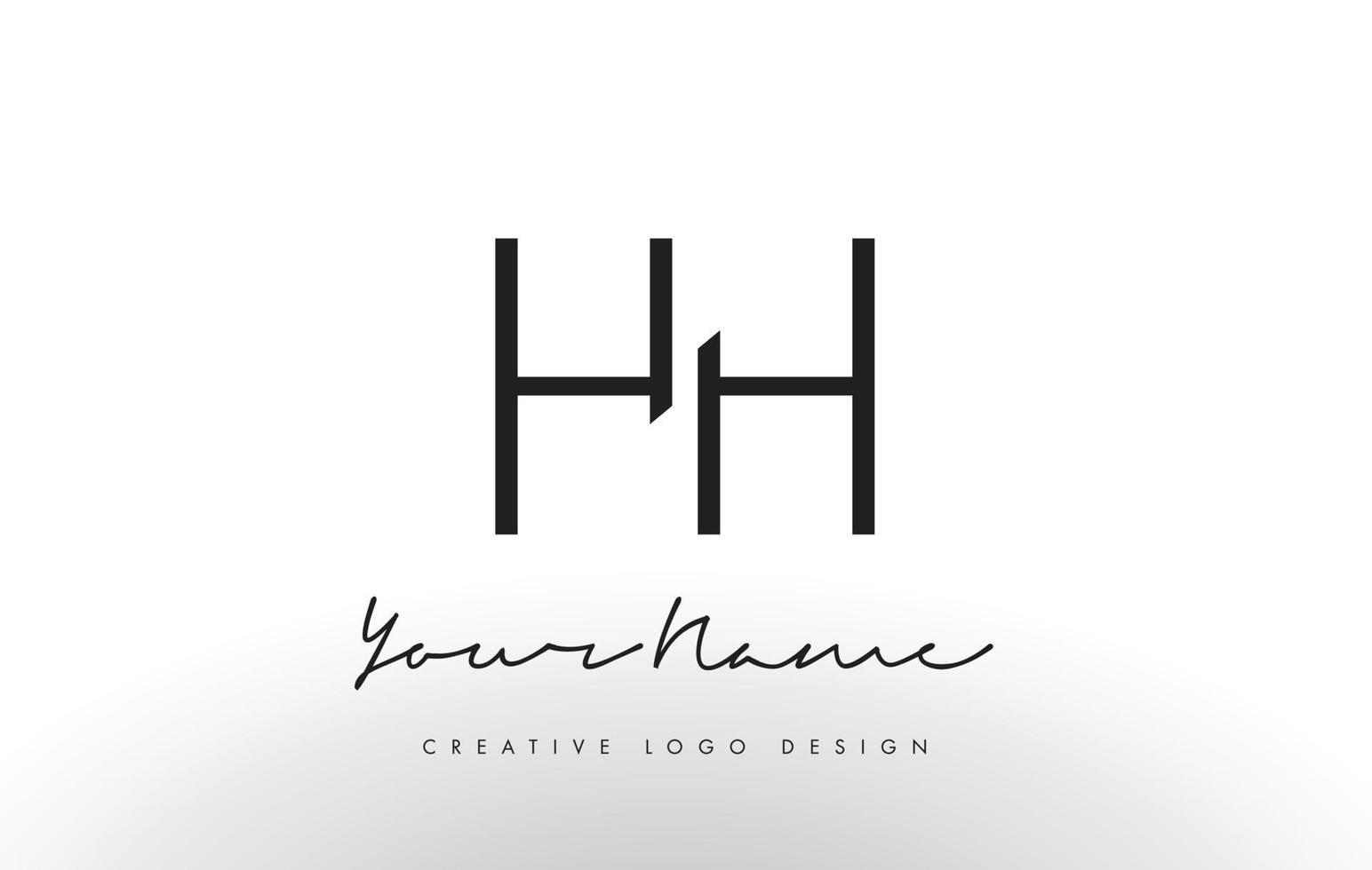 hh letters logo design slim. conceito criativo simples letra preta. vetor