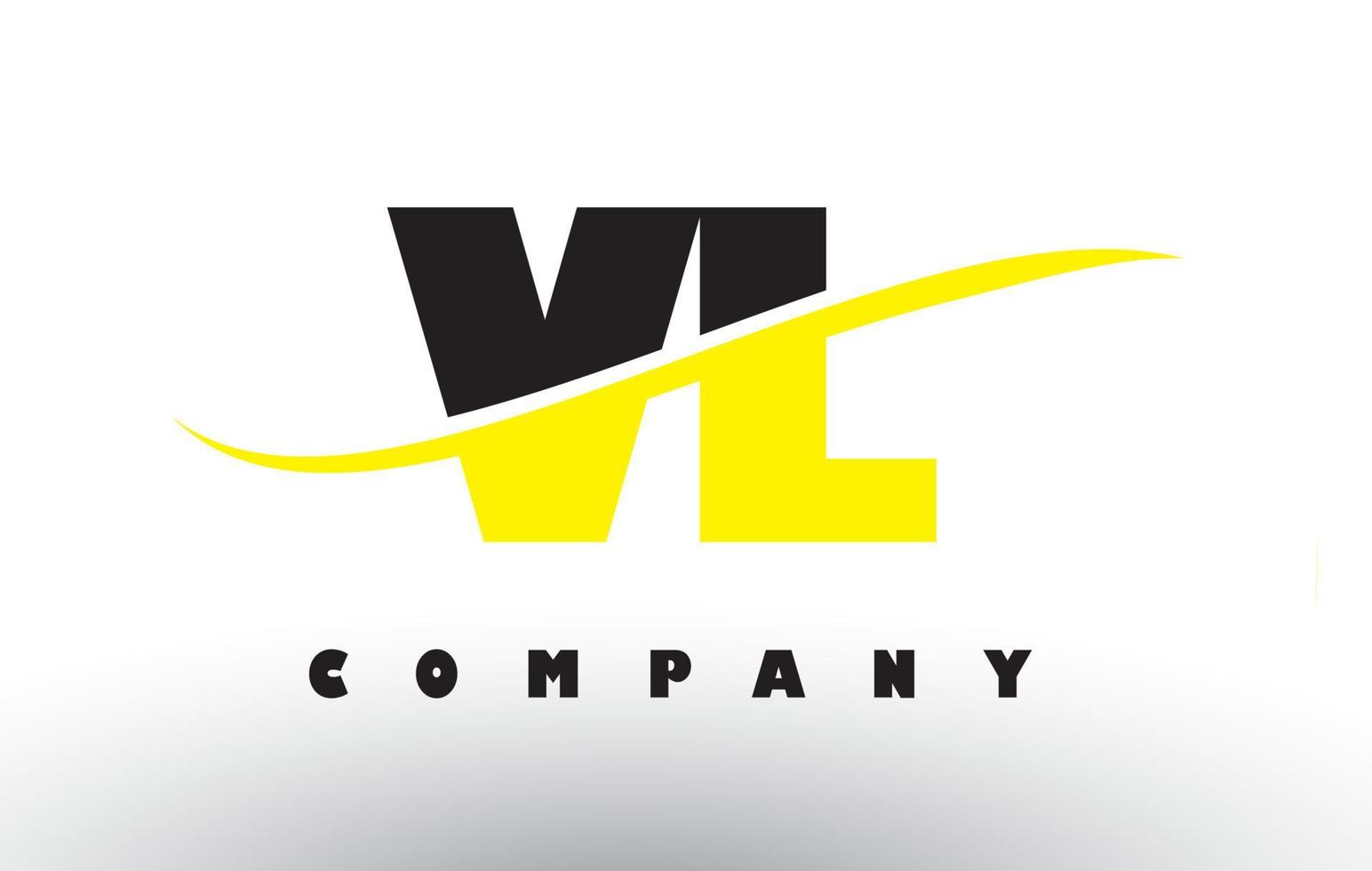 logotipo da letra vl vl preto e amarelo com swoosh. vetor