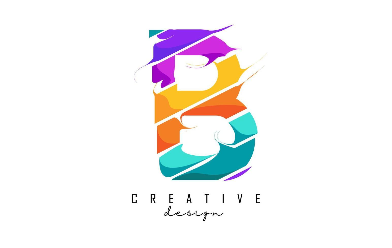 logotipo da letra b com cortes criativos e design de cores brilhantes. vetor