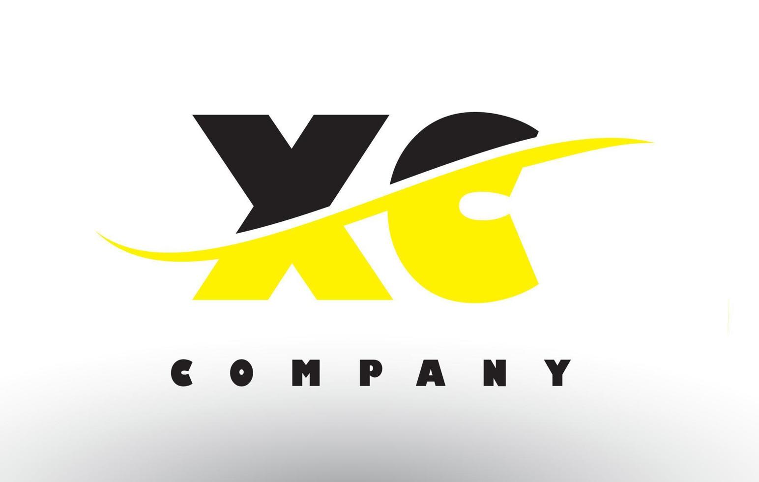 xc xc logotipo em letras pretas e amarelas com swoosh. vetor