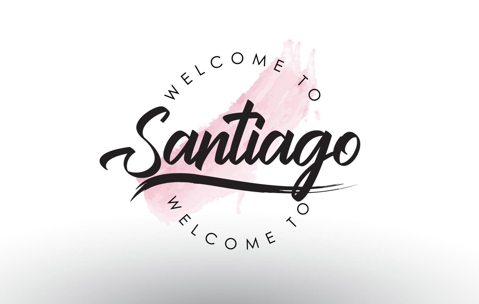 santiago, bem-vindo ao texto com pincelada aquarela rosa vetor