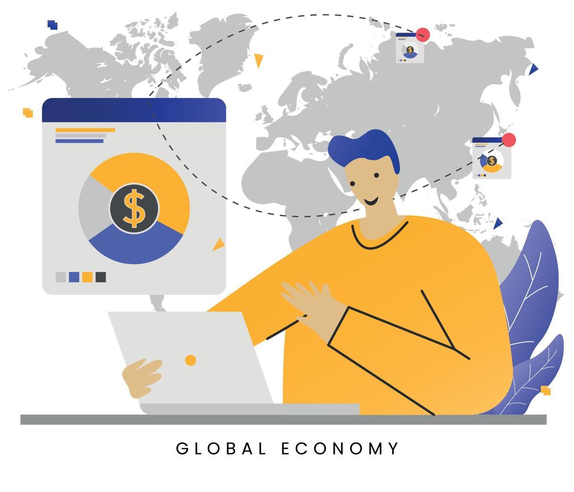 ilustração vetorial conceito global de finanças e economia vetor