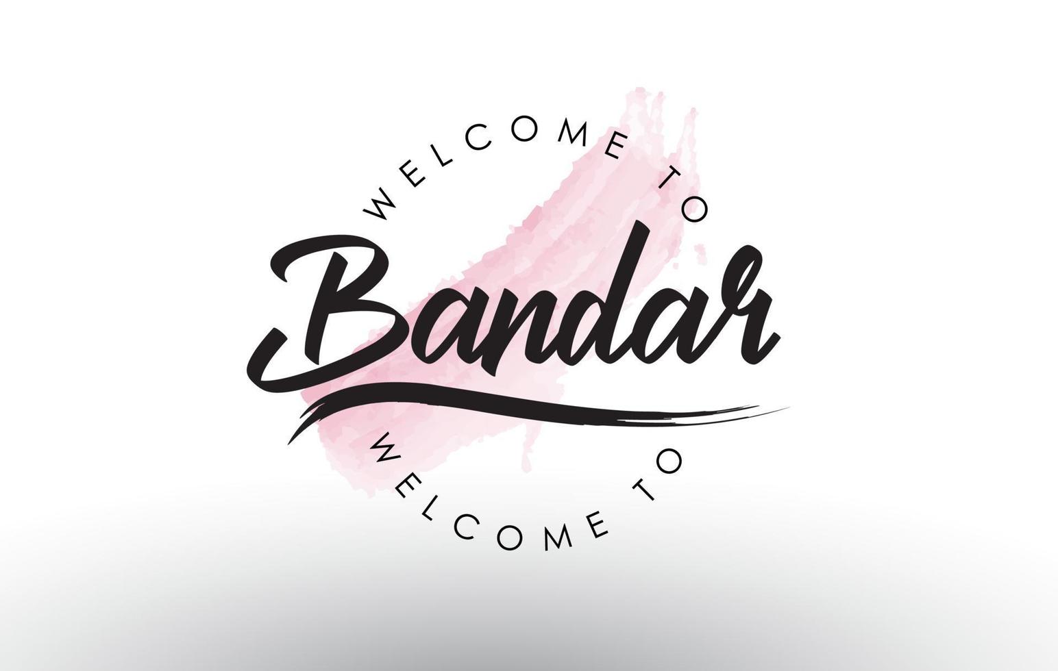 bandar bem-vindo ao texto com pincelada aquarela rosa vetor