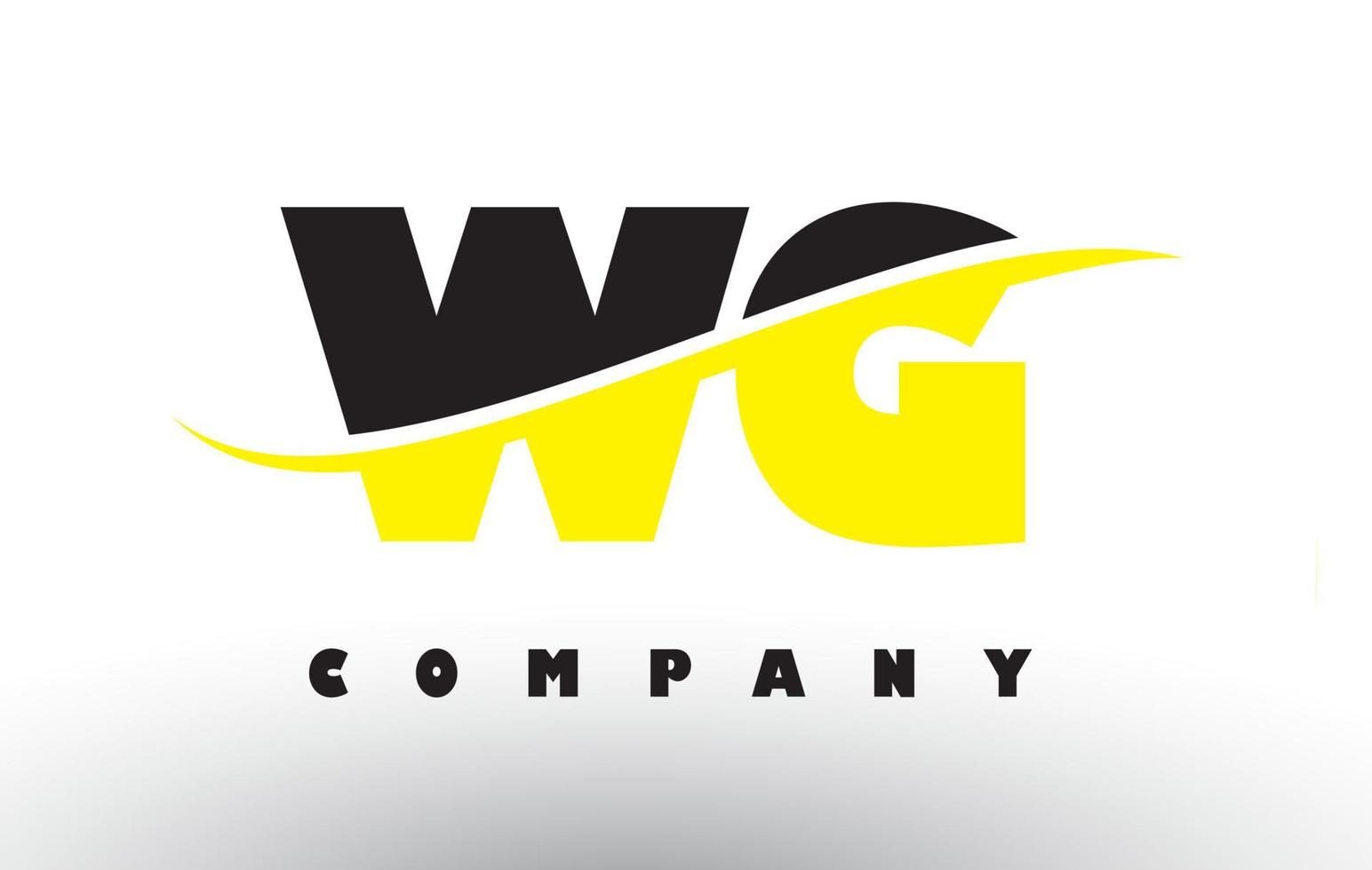 wg wg logotipo da letra preta e amarela com swoosh. vetor