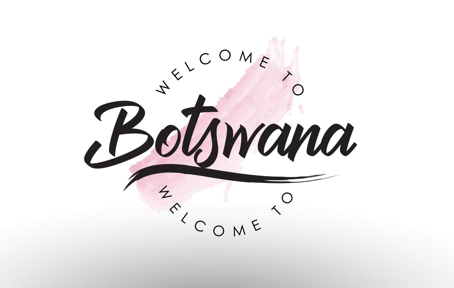 botswana, bem-vindo ao texto com pincelada aquarela rosa vetor