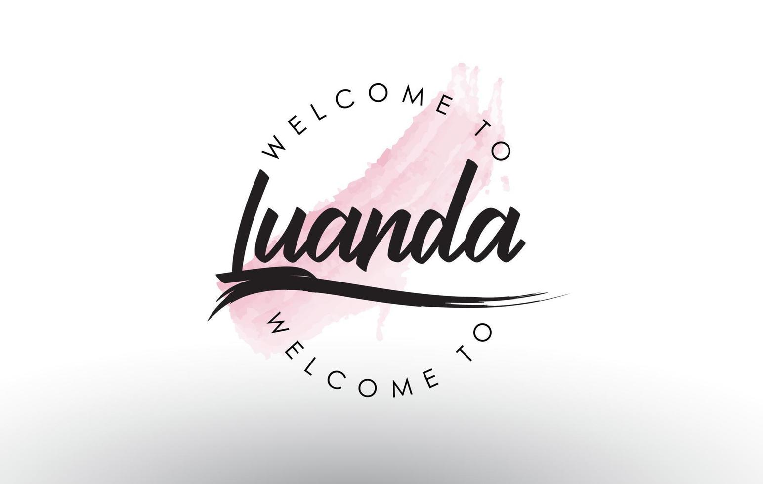 luanda, bem-vinda ao texto com pincelada aquarela rosa vetor