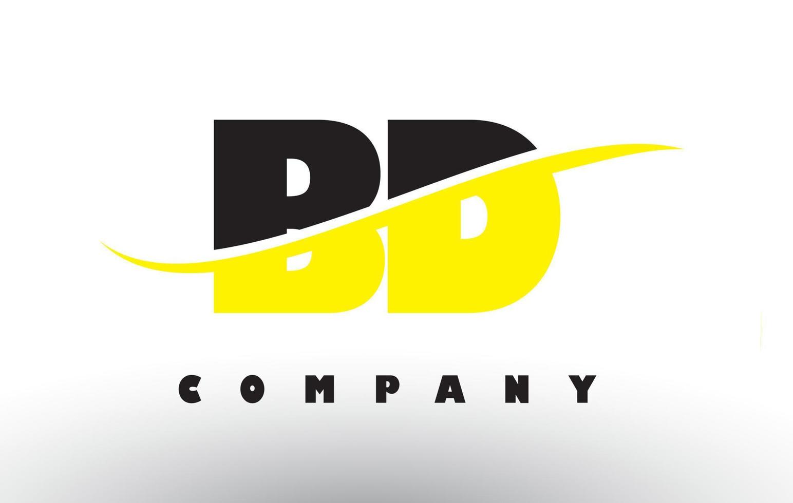 logotipo da letra bd bd preto e amarelo com swoosh. vetor