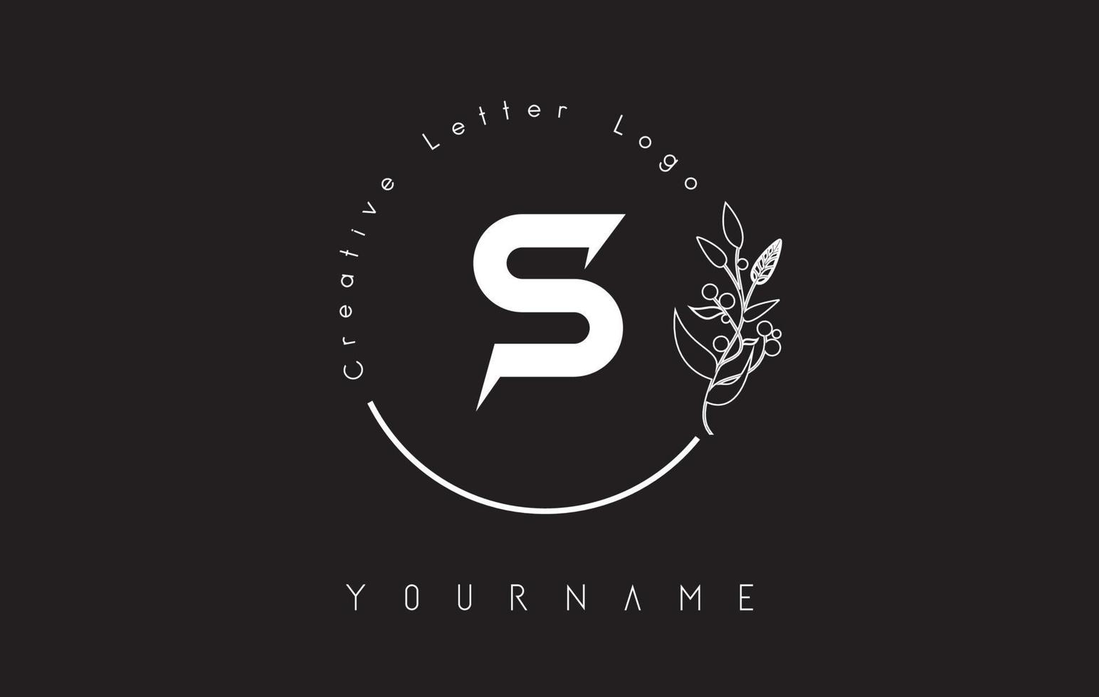 logotipo da letra s inicial criativa com folha e elemento de flor desenhada de mão de círculo. vetor