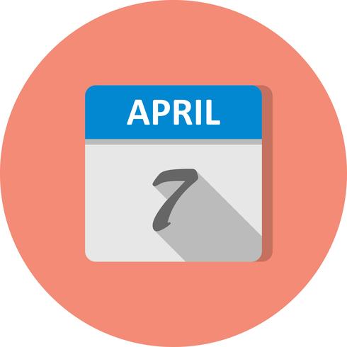 7 de abril Data em um calendário de dia único vetor