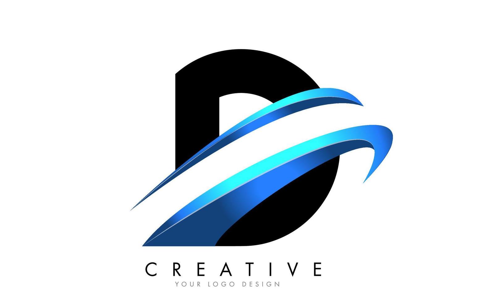 logotipo da letra d com design de swash gradiente azul. vetor