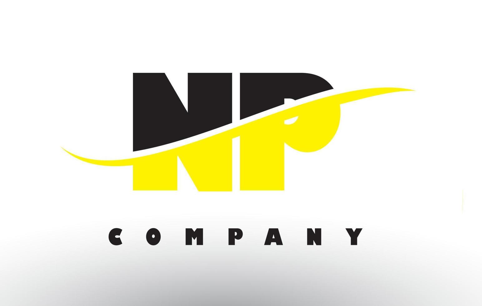 logotipo da letra np np preto e amarelo com swoosh. vetor