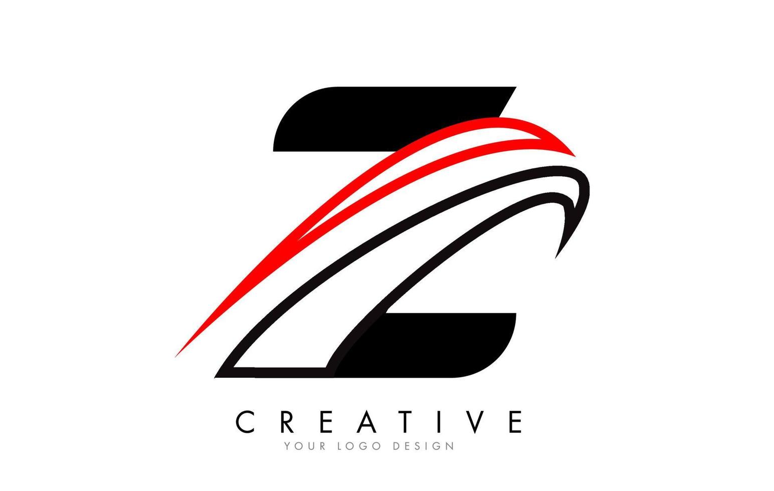 Logotipo da letra z com design de traços de monograma preto e vermelho. vetor
