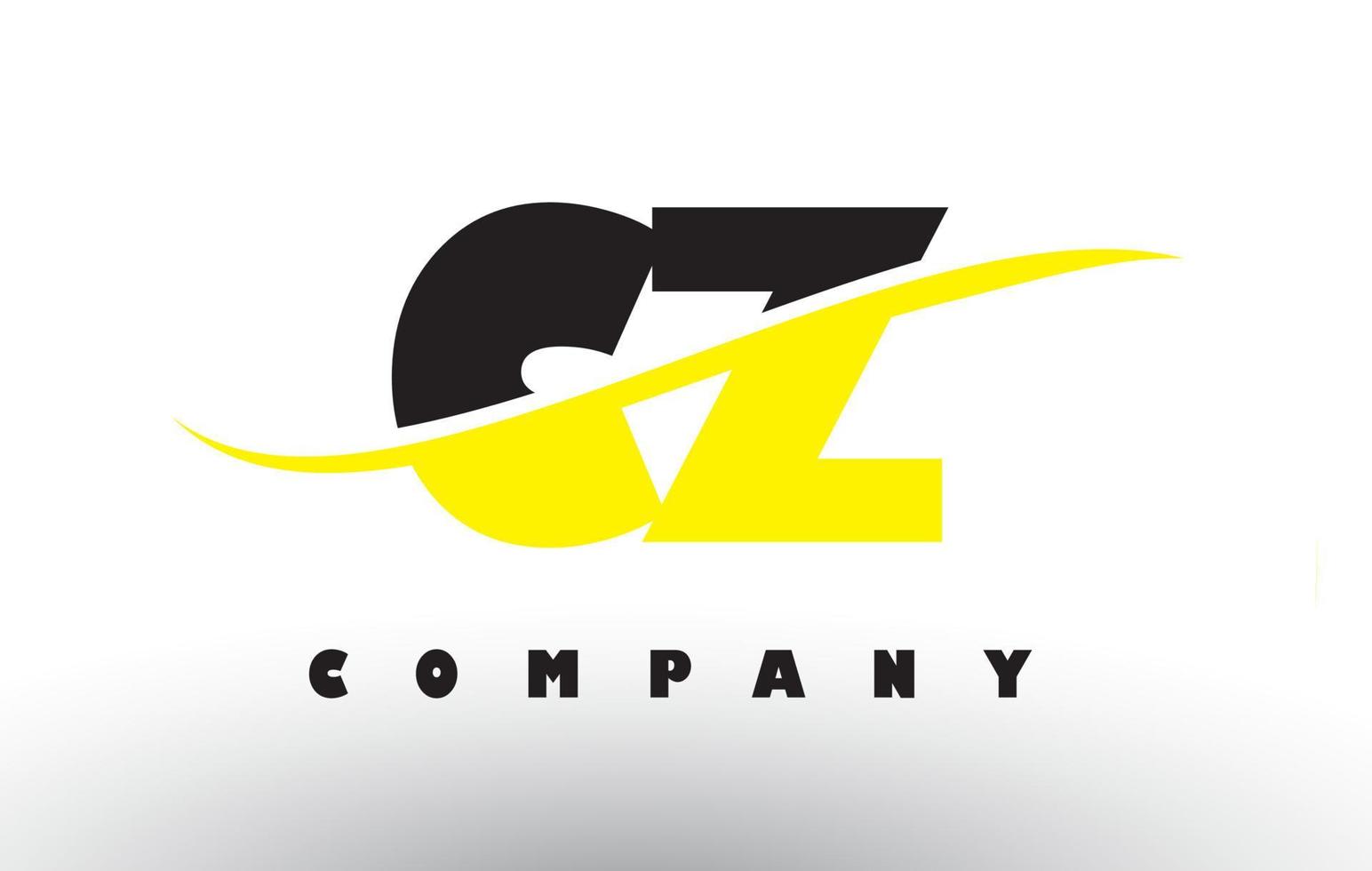 logotipo da letra cz cz preto e amarelo com swoosh. vetor