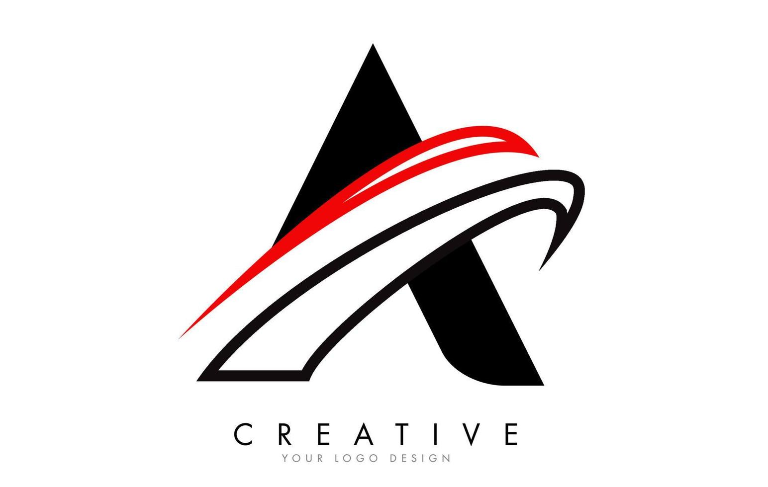 um logotipo de carta com desenho de traços de monograma preto e vermelho. vetor